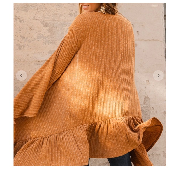 #17 Boho Ribbed Long Sleeve Ruffled Cardigan - Picture 7 of 8